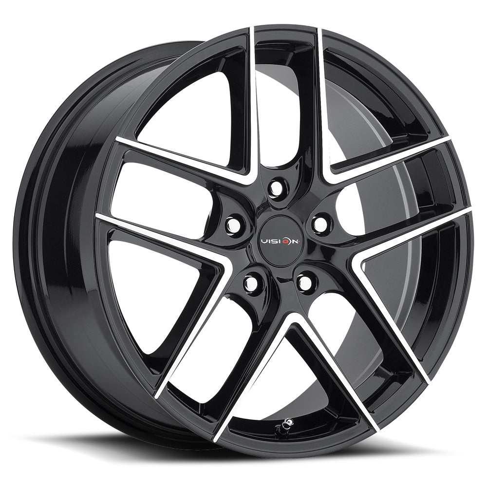 467 MANTIS  GLOSS BLACK MACHINED FACE 5X108